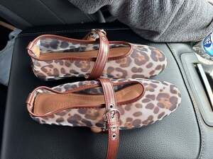 ATBELL Leopard Print Mesh Mary Jane Ballet Flats Size 38